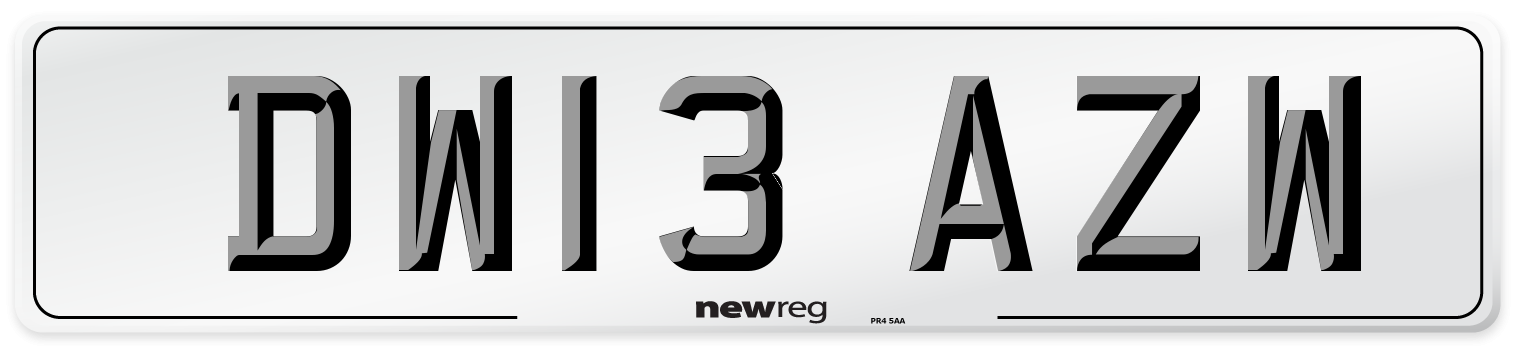 DW13 AZW Number Plate from New Reg